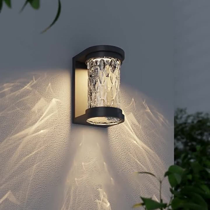 Modern Luxury Waterproof Cylinder Stainless Steel Crystal LED Wall Sconce Lamp For Outdoor Patio | Bowlift