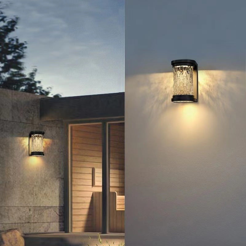 Modern Luxury Waterproof Cylinder Stainless Steel Crystal LED Wall Sconce Lamp For Outdoor Patio | Bowlift