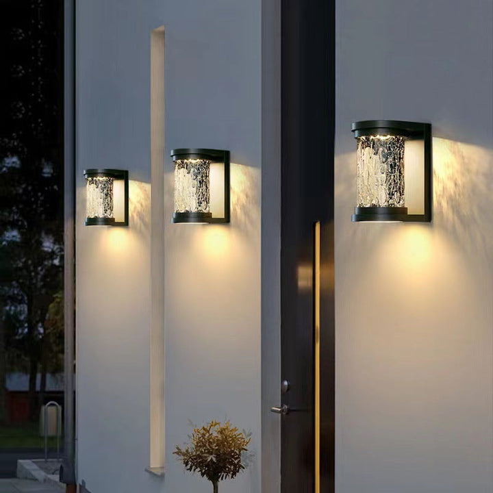 Modern Luxury Waterproof Cylinder Stainless Steel Crystal LED Wall Sconce Lamp For Outdoor Patio | Bowlift