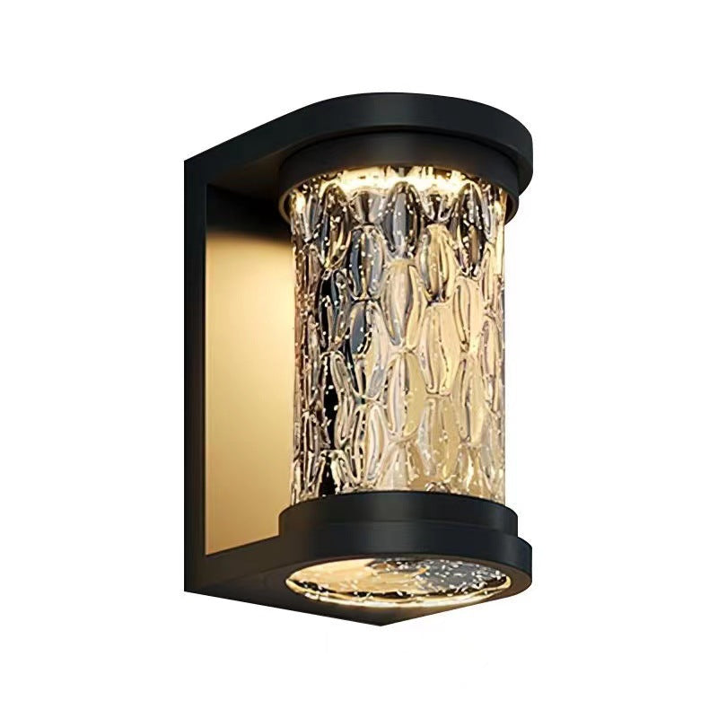 Modern Luxury Waterproof Cylinder Stainless Steel Crystal LED Wall Sconce Lamp For Outdoor Patio | Bowlift
