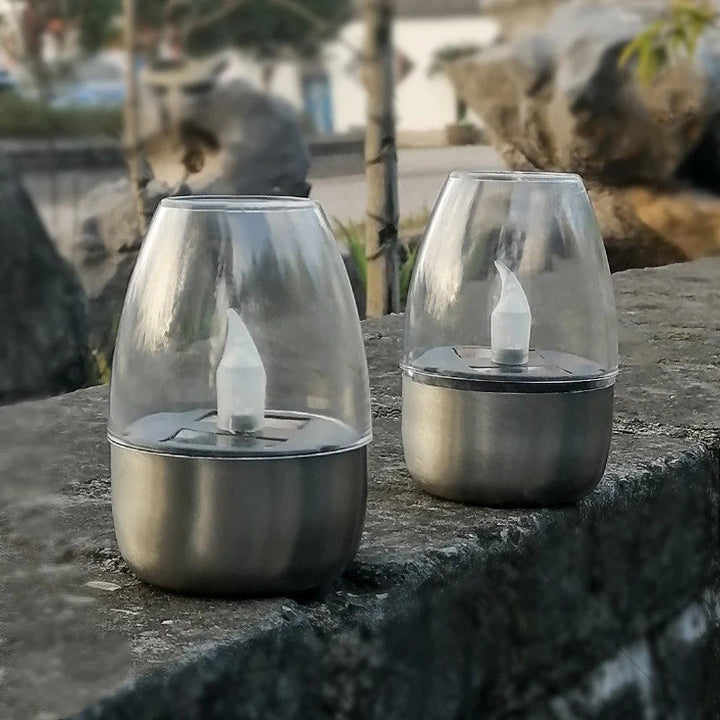 Modern Minimalist Candle Round PC Stainless Steel LED Outdoor Light For Garden | Bowlift