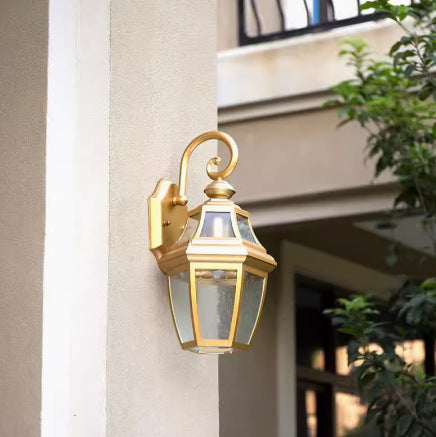 Contemporary Nordic Round Court Waterproof Glass Hardware 1-Light Wall Sconce Lamp For Outdoor Patio | Bowlift