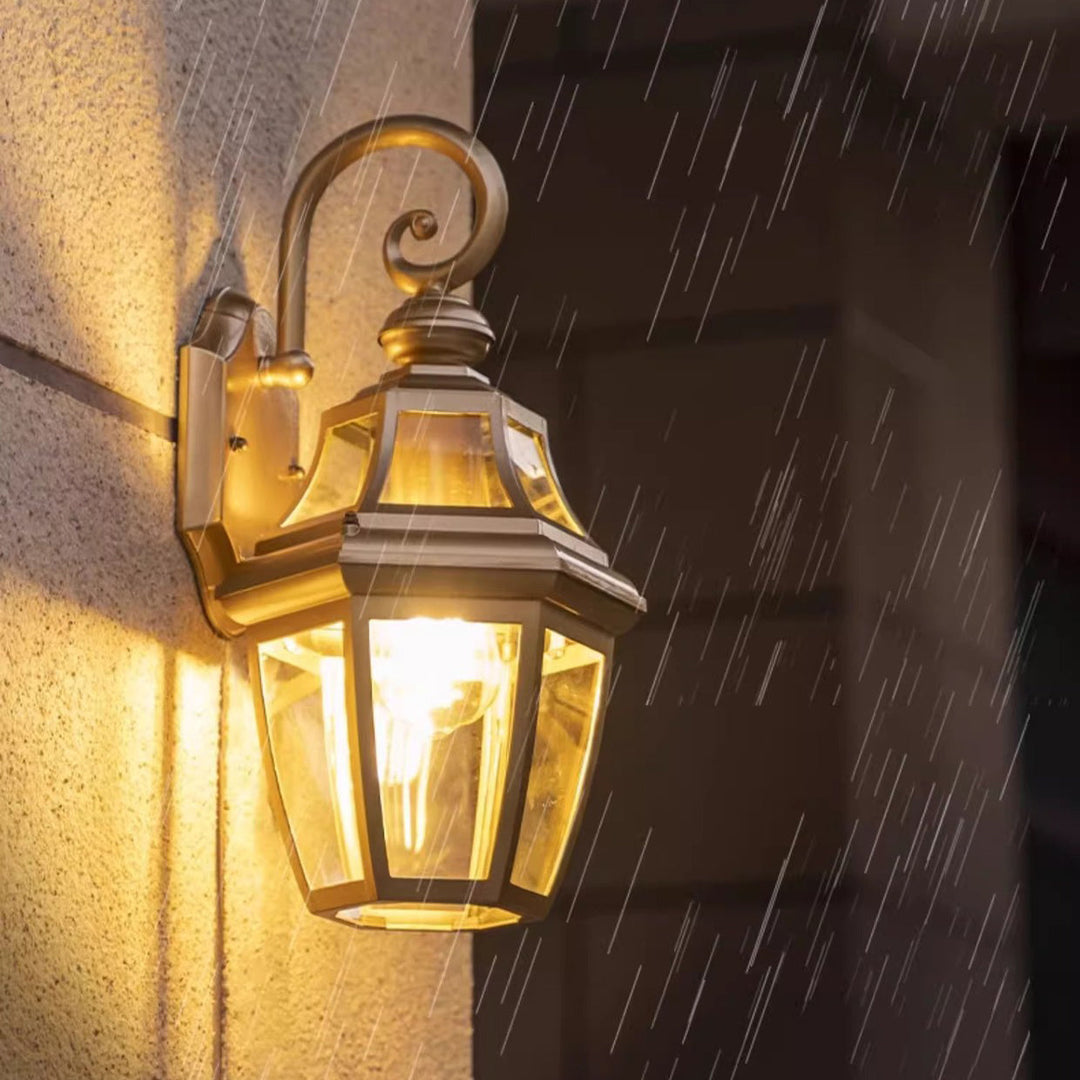 Contemporary Nordic Round Court Waterproof Glass Hardware 1-Light Wall Sconce Lamp For Outdoor Patio | Bowlift