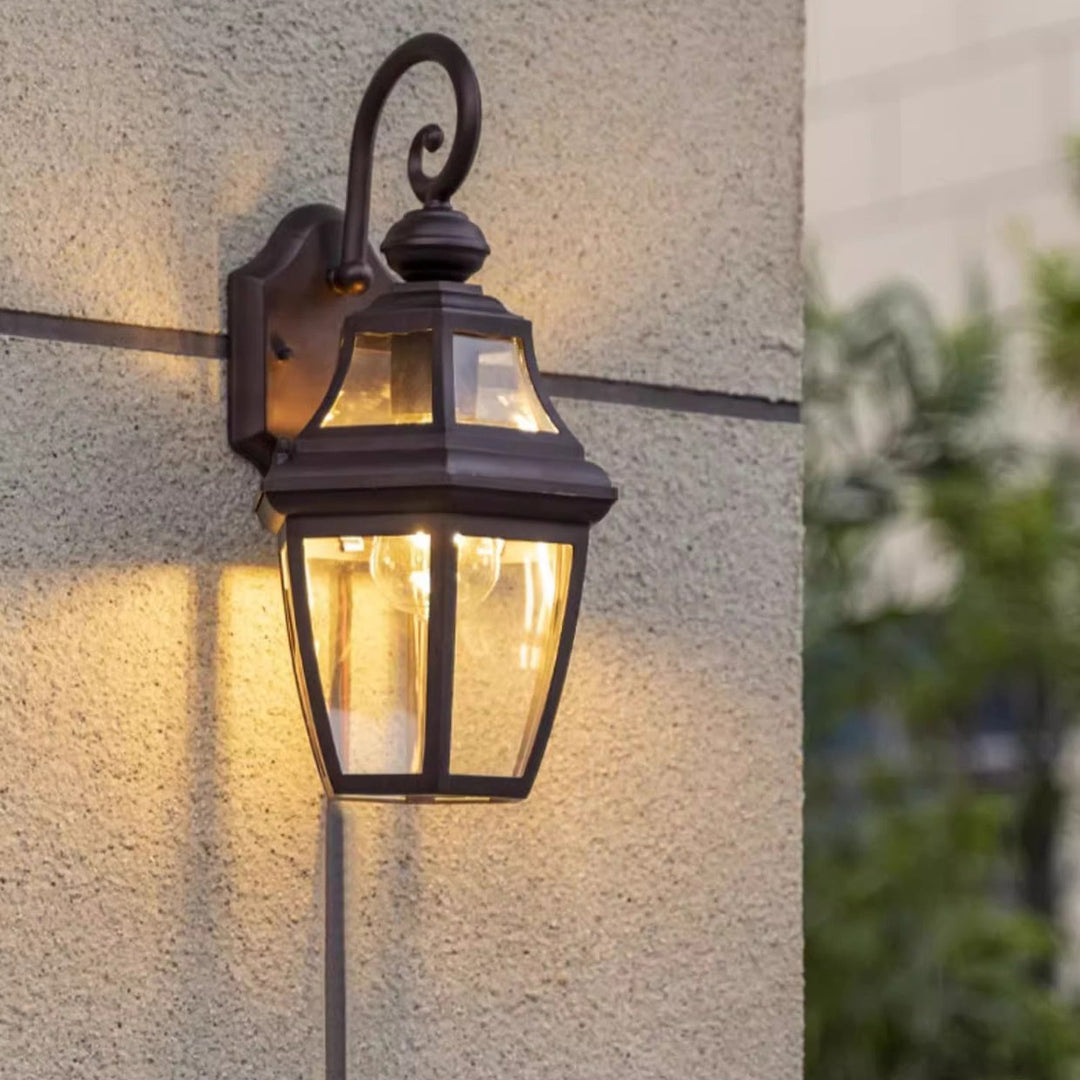 Contemporary Nordic Round Court Waterproof Glass Hardware 1-Light Wall Sconce Lamp For Outdoor Patio | Bowlift