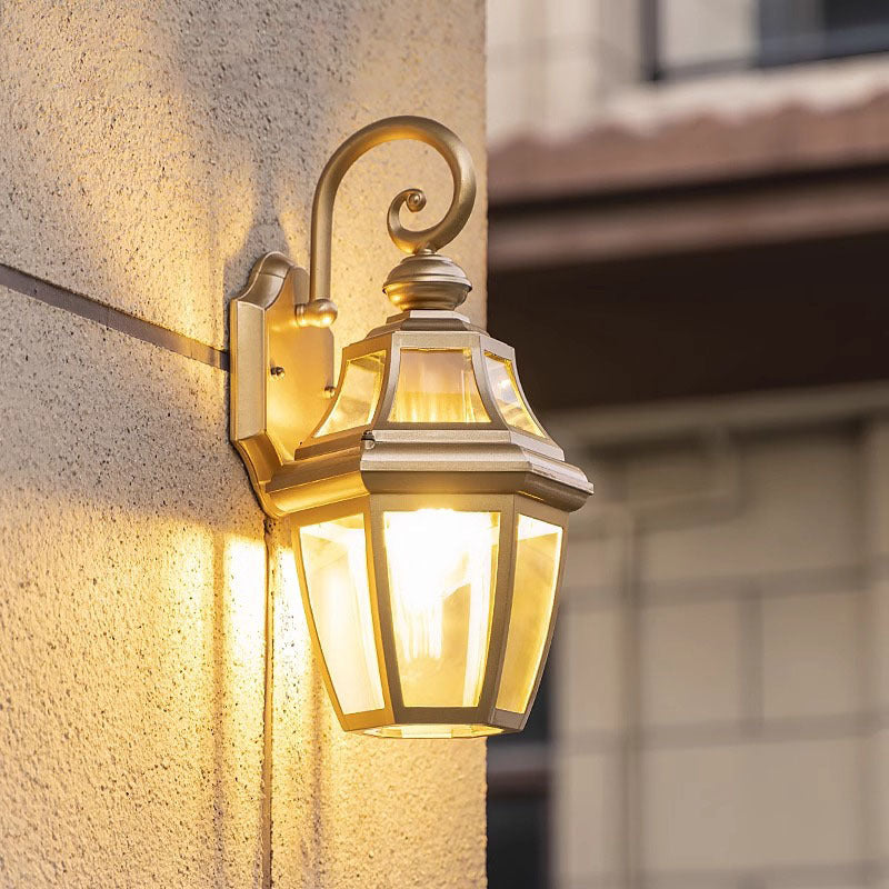 Contemporary Nordic Round Court Waterproof Glass Hardware 1-Light Wall Sconce Lamp For Outdoor Patio | Bowlift