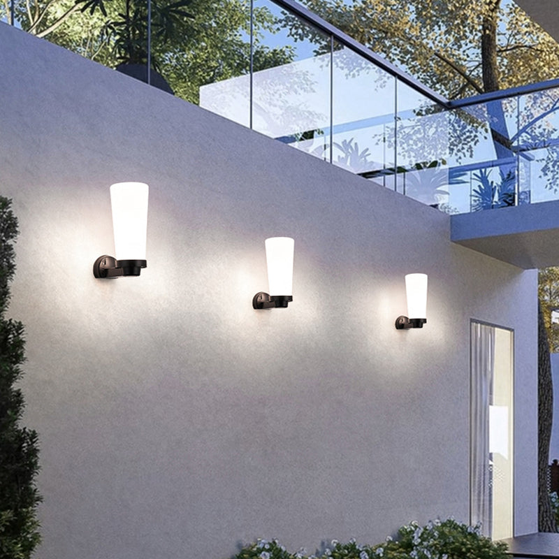 Modern Simplicity Flower Cone Square Cylinder Ball Acrylic ABS Iron 1-Light Wall Sconce Lamp For Outdoor Patio | Bowlift