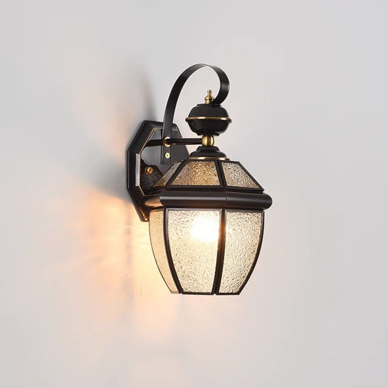 Contemporary Nordic Room Square Glass Copper 1-Light Wall Sconce Lamp For Outdoor Patio | Bowlift