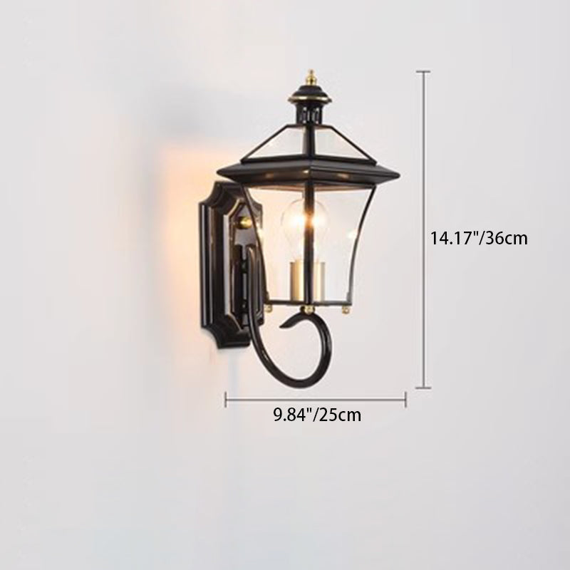 Contemporary Nordic Room Square Glass Copper 1-Light Wall Sconce Lamp For Outdoor Patio | Bowlift