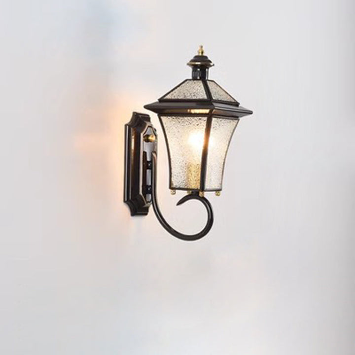 Contemporary Nordic Room Square Glass Copper 1-Light Wall Sconce Lamp For Outdoor Patio | Bowlift