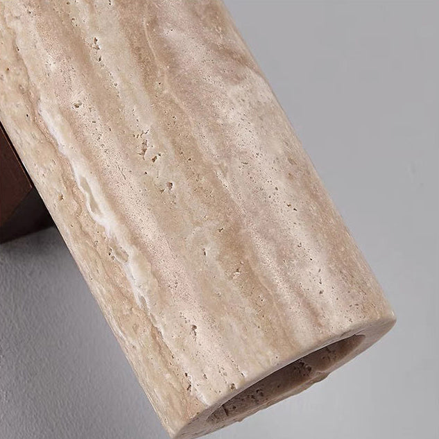 BowLift | Nordivea Travertine Wall Light | Scandinavian Design | 2-Light | Wood & Travertine