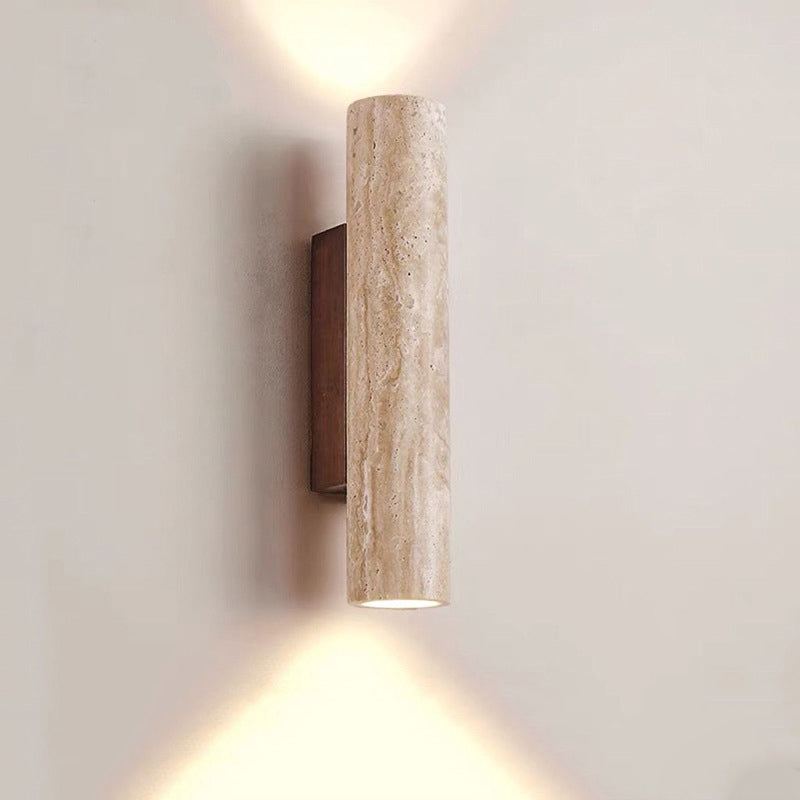 BowLift | Nordivea Travertine Wall Light | Scandinavian Design | 2-Light | Wood & Travertine