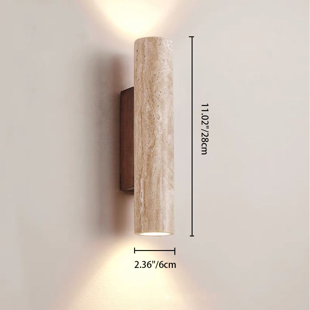 BowLift | Nordivea Travertine Wall Light | Scandinavian Design | 2-Light | Wood & Travertine