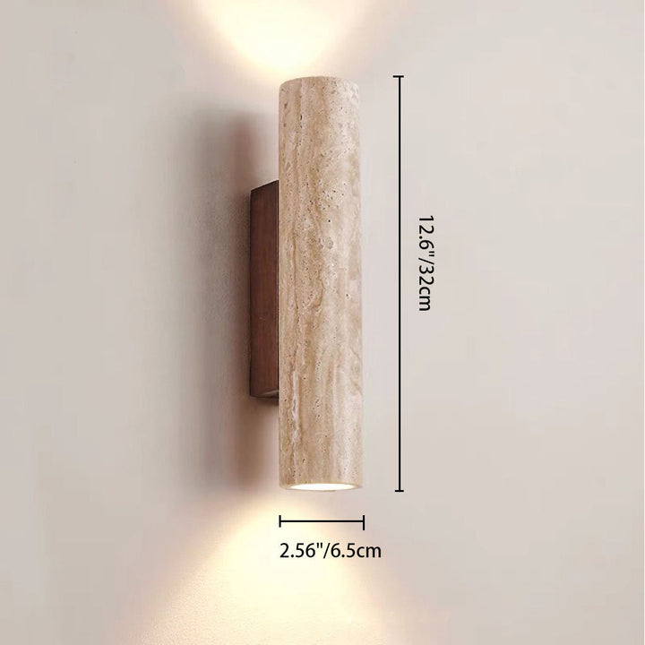 BowLift | Nordivea Travertine Wall Light | Scandinavian Design | 2-Light | Wood & Travertine