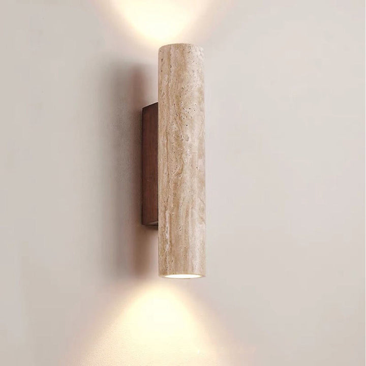 BowLift | Nordivea Travertine Wall Light | Scandinavian Design | 2-Light | Wood & Travertine
