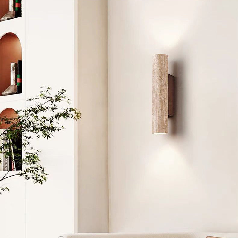 BowLift | Nordivea Travertine Wall Light | Scandinavian Design | 2-Light | Wood & Travertine