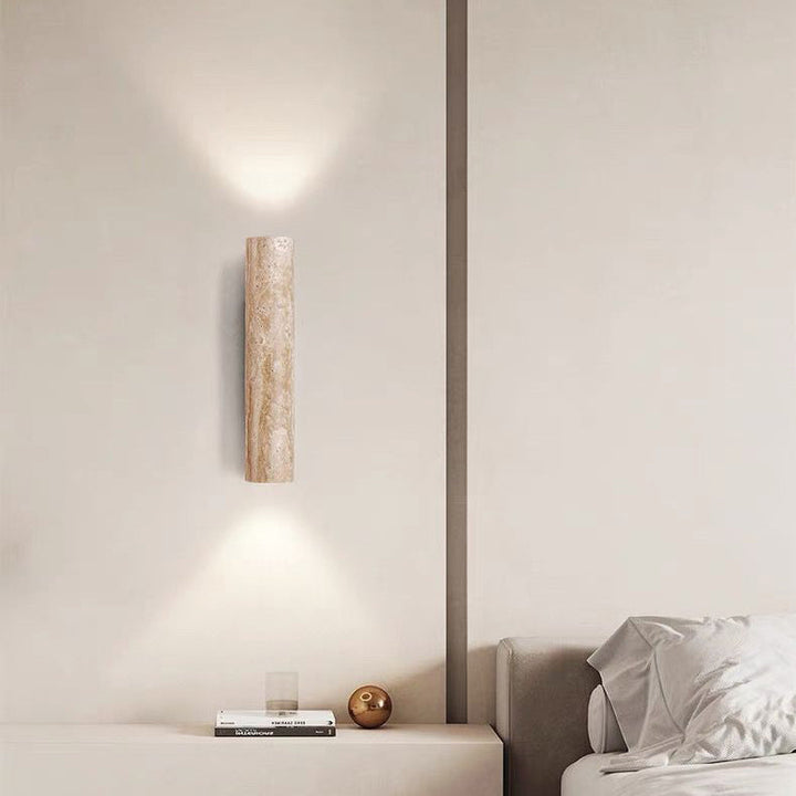 BowLift | Nordivea Travertine Wall Light | Scandinavian Design | 2-Light | Wood & Travertine