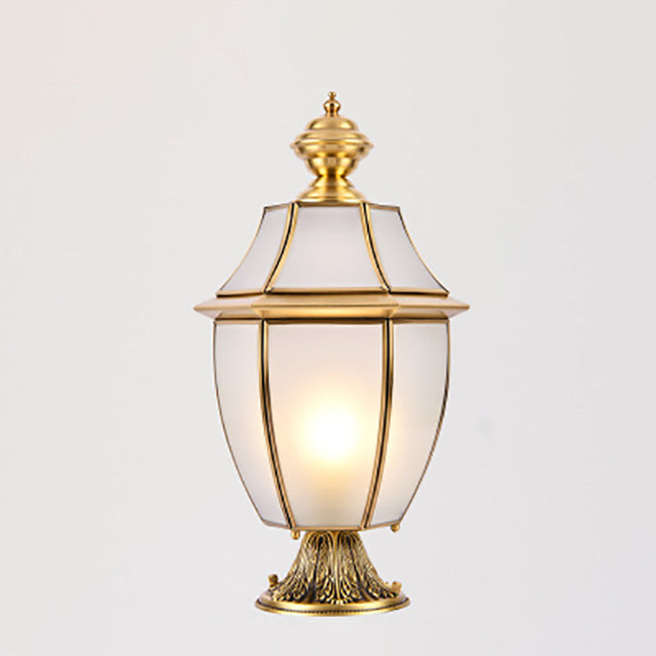 Contemporary Scandinavian Hexagonal Bell Glass Brass 1-Light Outdoor Light For Outdoor Patio | Bowlift