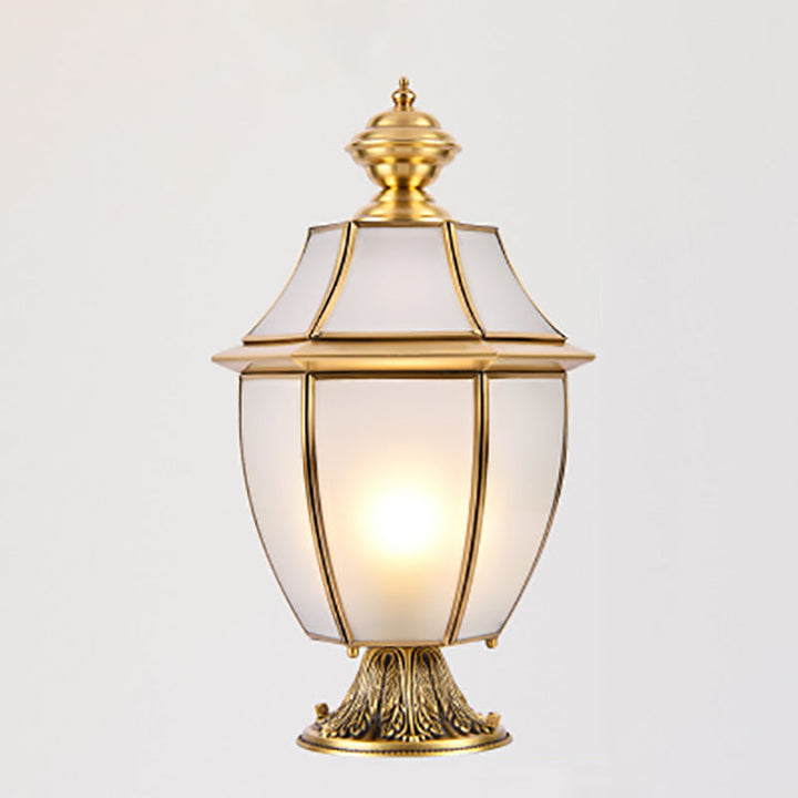 Contemporary Scandinavian Hexagonal Bell Glass Brass 1-Light Outdoor Light For Outdoor Patio | Bowlift