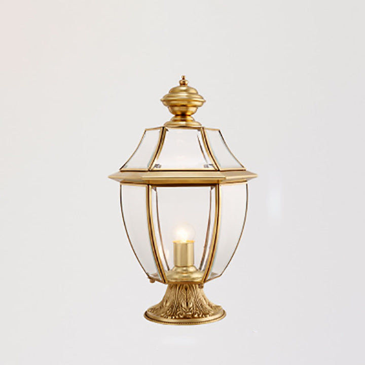 Contemporary Scandinavian Hexagonal Bell Glass Brass 1-Light Outdoor Light For Outdoor Patio | Bowlift
