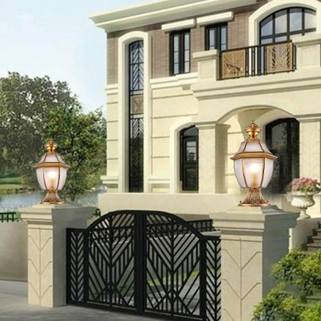 Contemporary Scandinavian Hexagonal Bell Glass Brass 1-Light Outdoor Light For Outdoor Patio | Bowlift