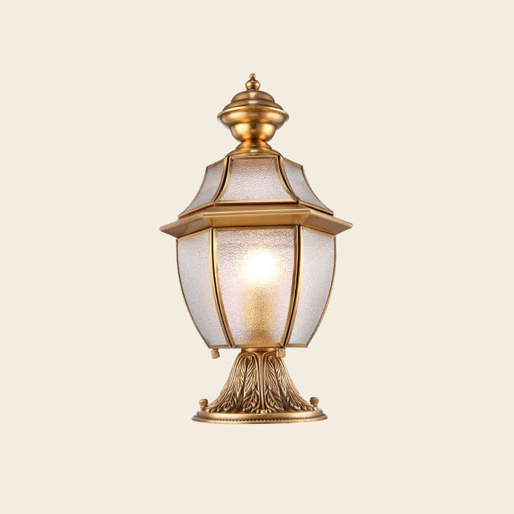 Contemporary Scandinavian Hexagonal Bell Glass Brass 1-Light Outdoor Light For Outdoor Patio | Bowlift
