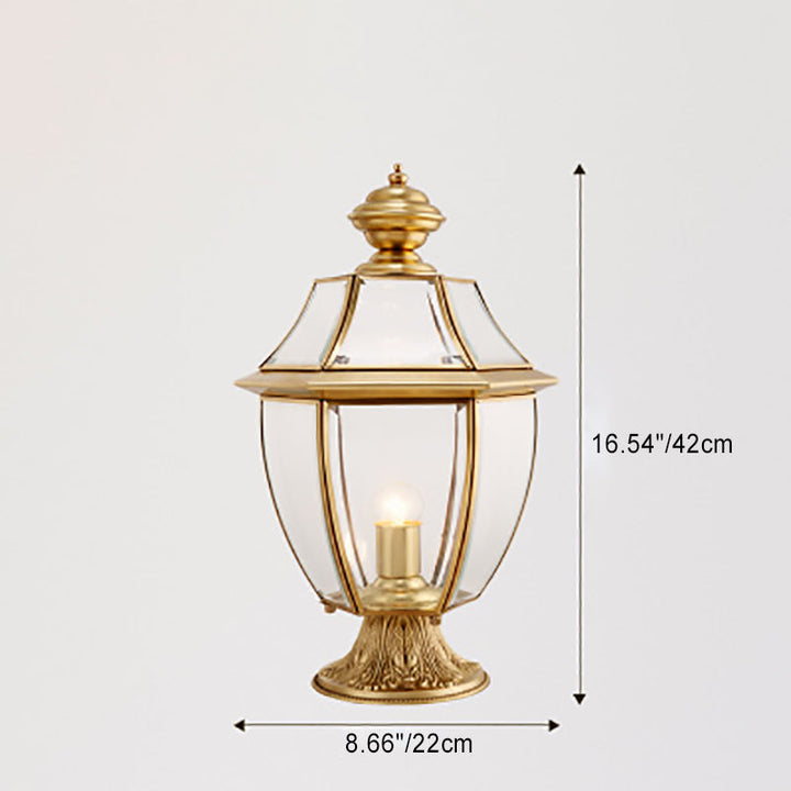 Contemporary Scandinavian Hexagonal Bell Glass Brass 1-Light Outdoor Light For Outdoor Patio | Bowlift