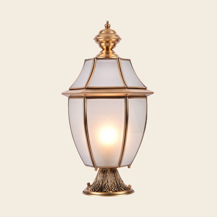 Contemporary Scandinavian Hexagonal Bell Glass Brass 1-Light Outdoor Light For Outdoor Patio | Bowlift