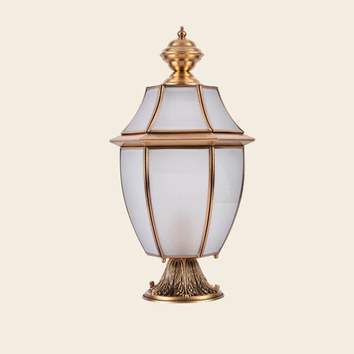 Contemporary Scandinavian Hexagonal Bell Glass Brass 1-Light Outdoor Light For Outdoor Patio | Bowlift