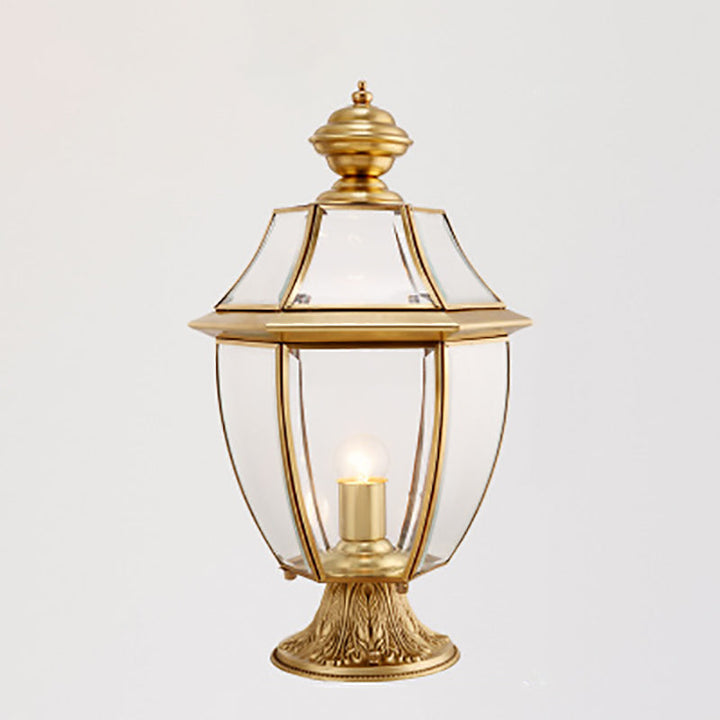 Contemporary Scandinavian Hexagonal Bell Glass Brass 1-Light Outdoor Light For Outdoor Patio | Bowlift