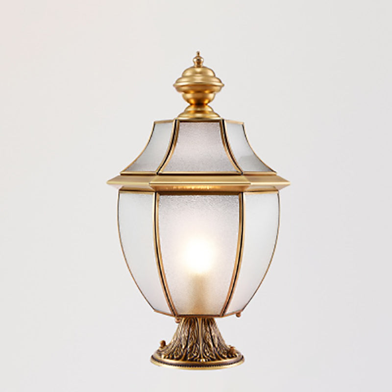 Contemporary Scandinavian Hexagonal Bell Glass Brass 1-Light Outdoor Light For Outdoor Patio | Bowlift