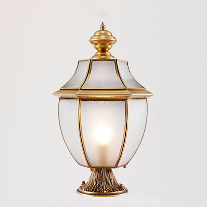 Contemporary Scandinavian Hexagonal Bell Glass Brass 1-Light Outdoor Light For Outdoor Patio | Bowlift