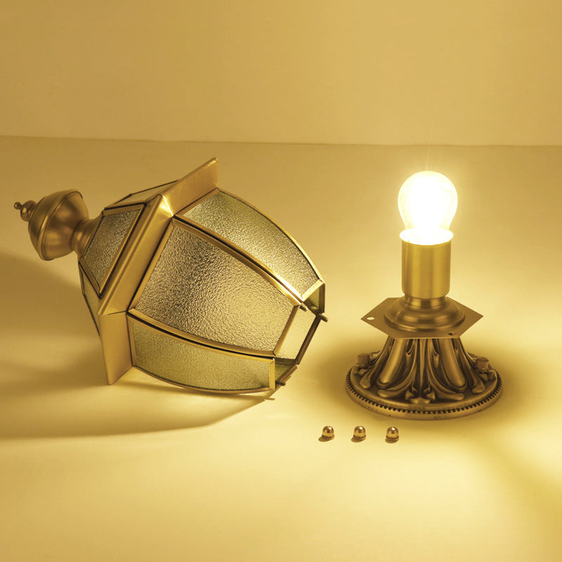 Modern Luxury Hexagonal Bell Round Glass Brass 1-Light Outdoor Light For Garden | Bowlift