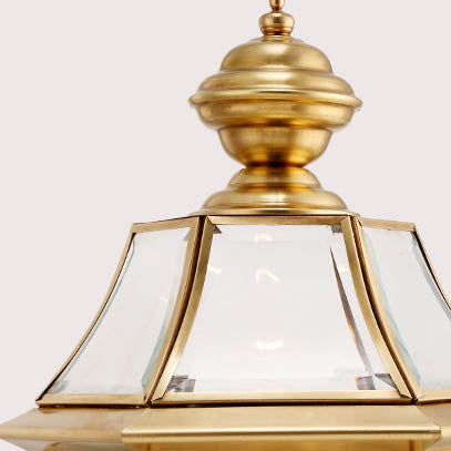 Modern Luxury Hexagonal Bell Round Glass Brass 1-Light Outdoor Light For Garden | Bowlift