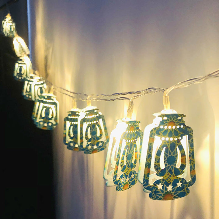 BowLift | Contemporary Boho Iron Lantern Teardrop Star LED String Lights Outdoor Lighting For Garden