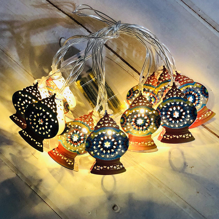 BowLift | Contemporary Boho Iron Lantern Teardrop Star LED String Lights Outdoor Lighting For Garden
