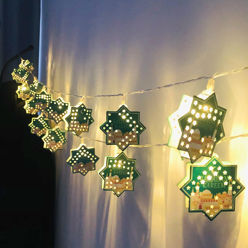 BowLift | Contemporary Boho Iron Lantern Teardrop Star LED String Lights Outdoor Lighting For Garden