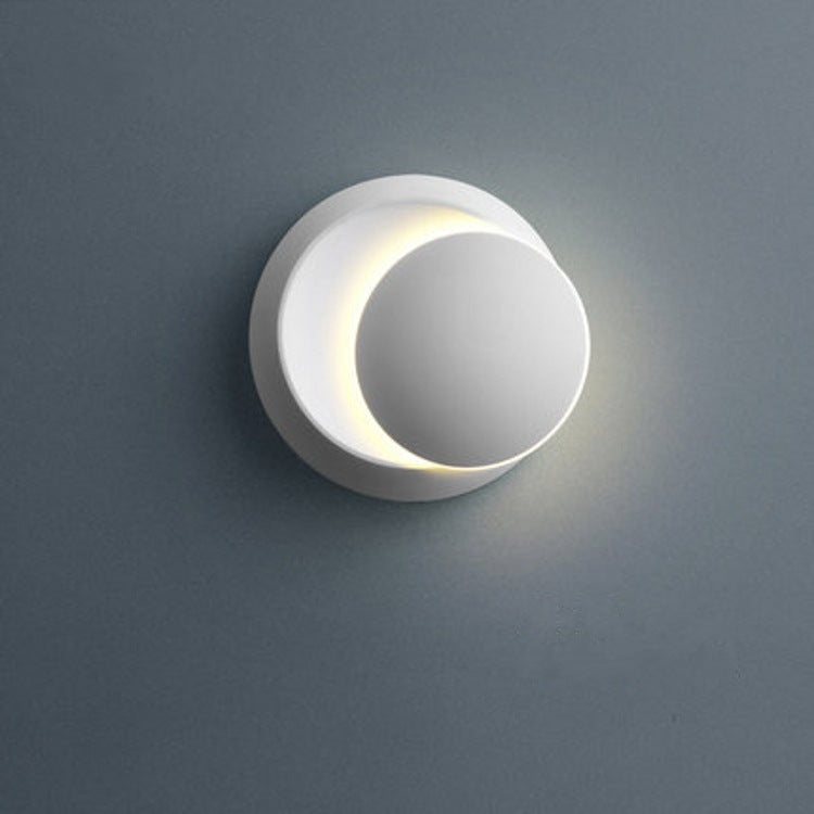 BowLift | Contemporary Nordic Iron Round Eclipse Rotatable LED Wall Light for Nightstand