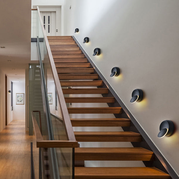 BowLift | Contemporary Nordic Iron Round Eclipse Rotatable LED Wall Light for Nightstand