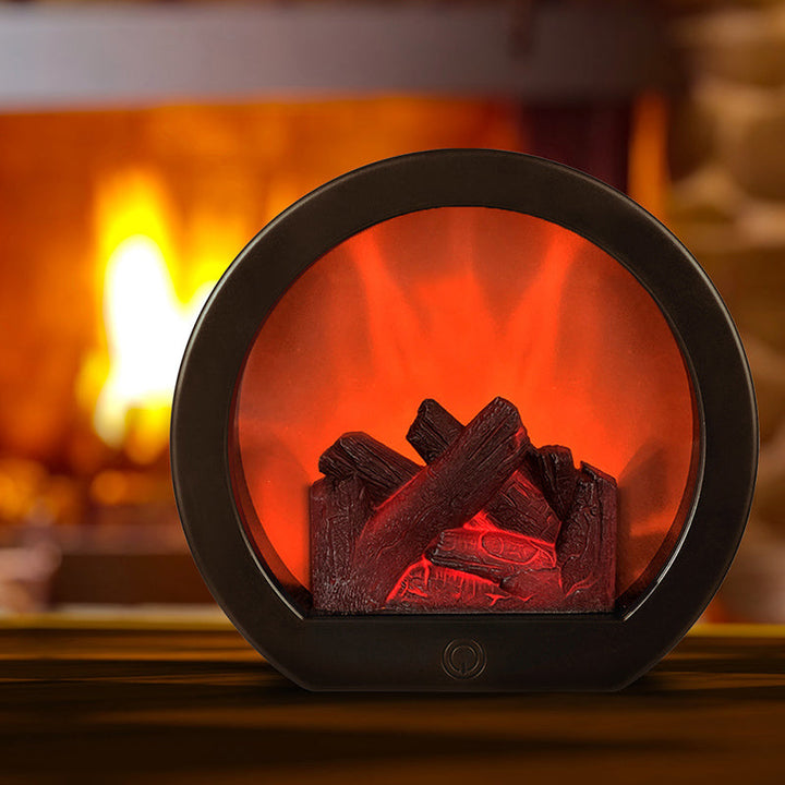 BowLift | Contemporary Retro ABS Simulated Flame Fireplace Round Battery Rectangular LED Table Lamp For Living Room