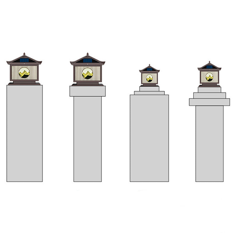 Traditional Chinese Solar Waterproof Aluminum PC Glass Pine Tree Square Cylinder LED Landscape Lighting Outdoor Light For Outdoor Patio | Bowlift