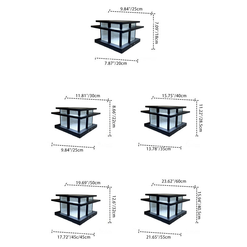 Modern Minimalist Solar Waterproof Square Cylinder Aluminum Alloy Glass LED Landscape Lighting Outdoor Light For Outdoor Patio | Bowlift