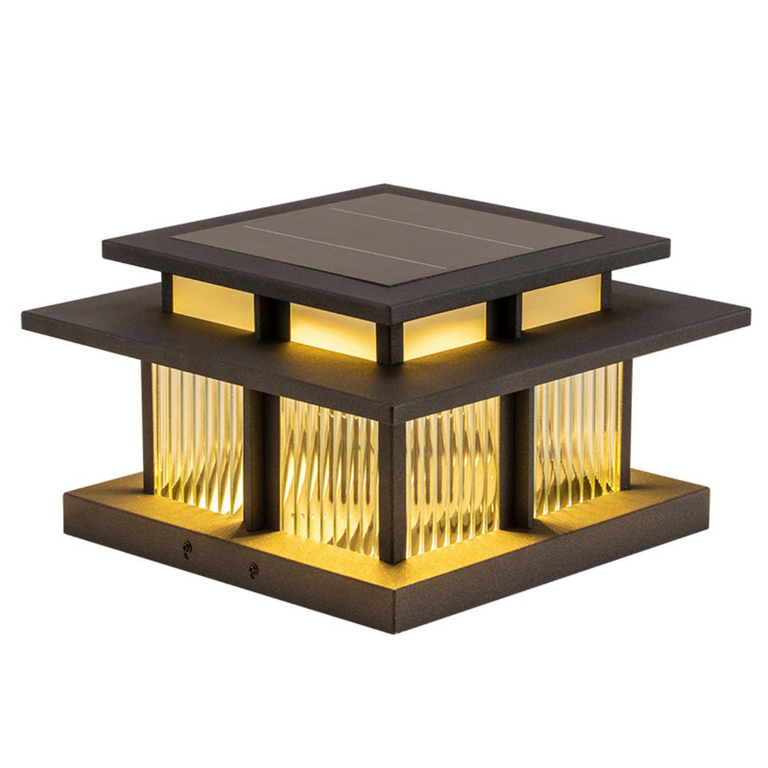 Modern Minimalist Solar Waterproof Square Cylinder Aluminum Alloy Glass LED Landscape Lighting Outdoor Light For Outdoor Patio | Bowlift