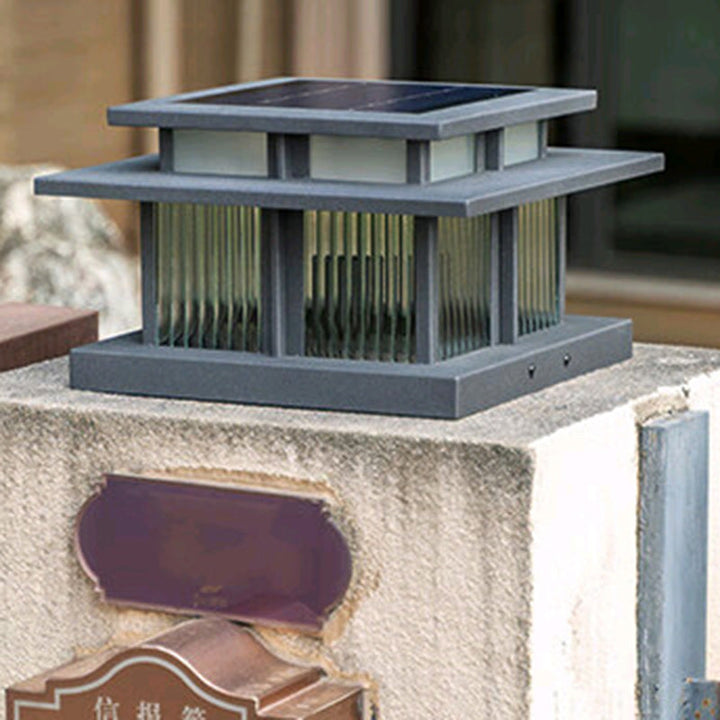 Modern Minimalist Solar Waterproof Square Cylinder Aluminum Alloy Glass LED Landscape Lighting Outdoor Light For Outdoor Patio | Bowlift