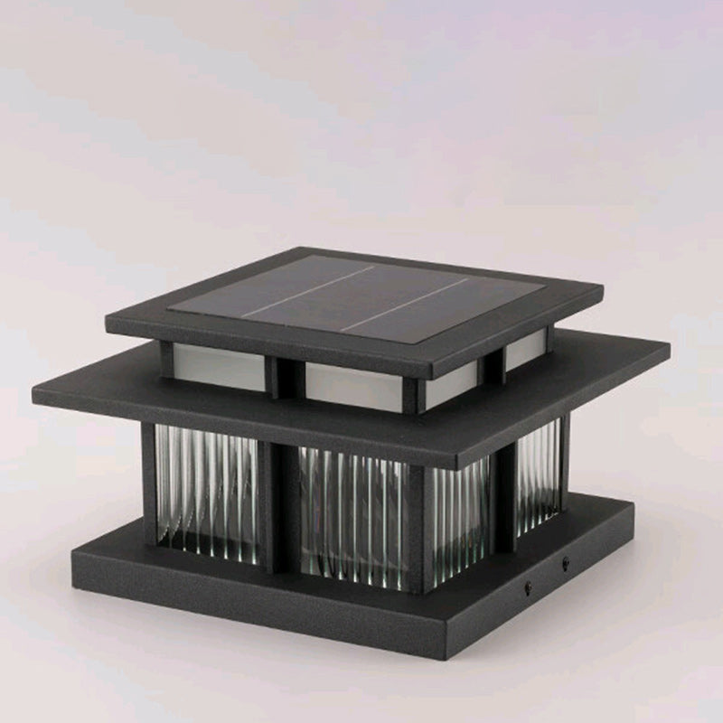 Modern Minimalist Solar Waterproof Square Cylinder Aluminum Alloy Glass LED Landscape Lighting Outdoor Light For Outdoor Patio | Bowlift
