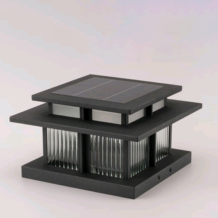 Modern Minimalist Solar Waterproof Square Cylinder Aluminum Alloy Glass LED Landscape Lighting Outdoor Light For Outdoor Patio | Bowlift