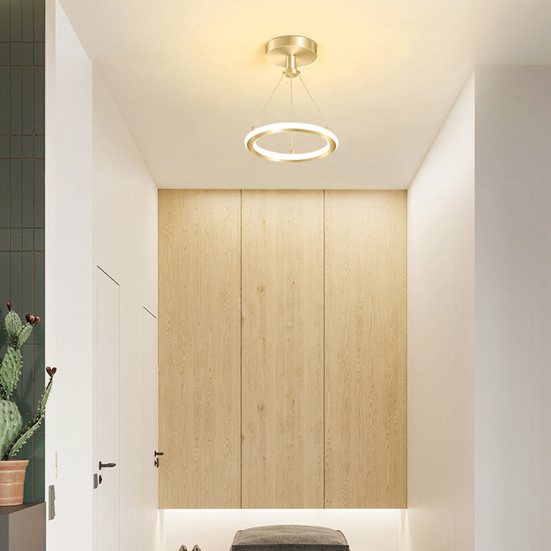 BowLift | Contemporary Nordic Round Metal Silica LED Semi-Flush Mount Ceiling Light for Corridor