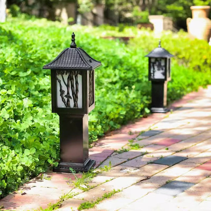 Traditional European Solar Waterproof Aluminum Cylinder Bamboo 1-Light Landscape Lighting Outdoor Light For Garden | Bowlift