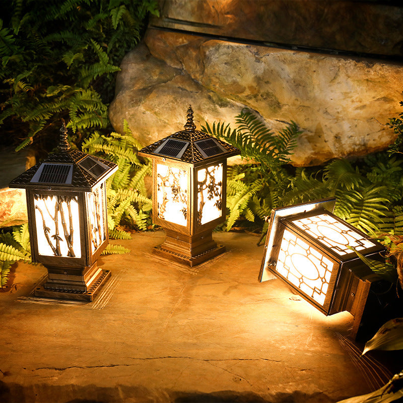 Traditional European Solar Waterproof Aluminum Cylinder Bamboo 1-Light Landscape Lighting Outdoor Light For Garden | Bowlift