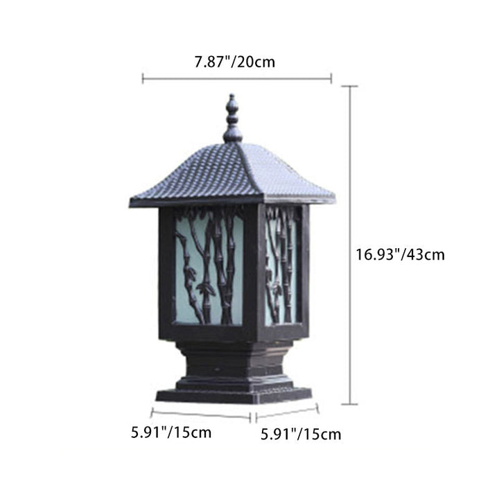 Traditional European Solar Waterproof Aluminum Cylinder Bamboo 1-Light Landscape Lighting Outdoor Light For Garden | Bowlift