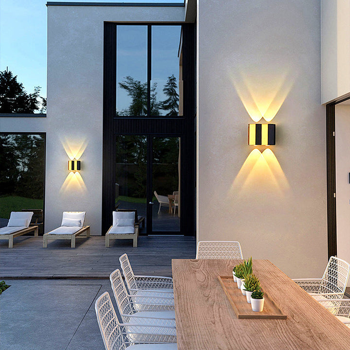 Modern Simplicity Waterproof Aluminum Rectangular Bent Up And Down LED Wall Sconce Lamp For Outdoor Patio | Bowlift